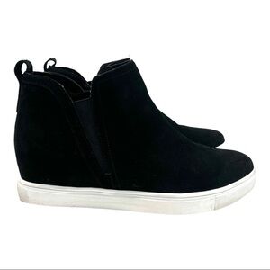 Blondo Georgette Waterproof Black Suede Hidden Wedge Booties Sneakers